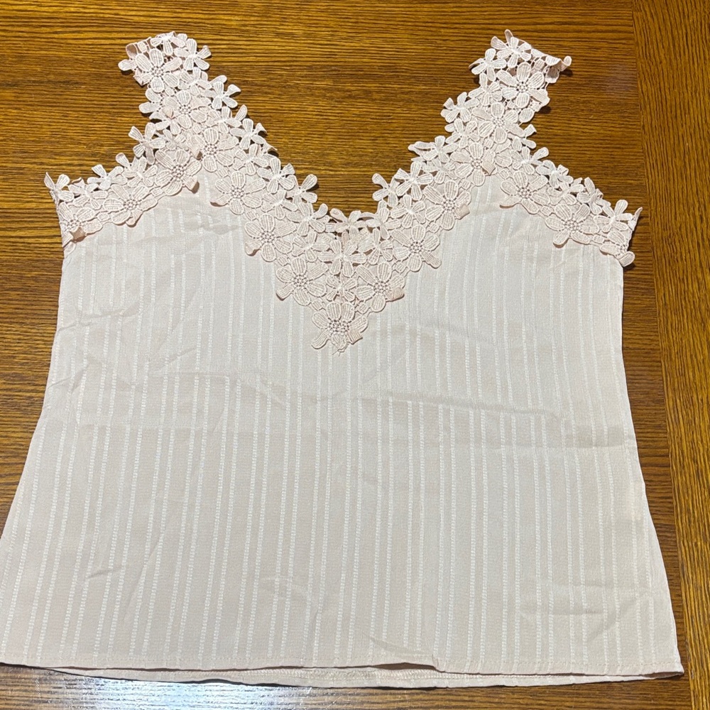 Pale peach tank with lace detail